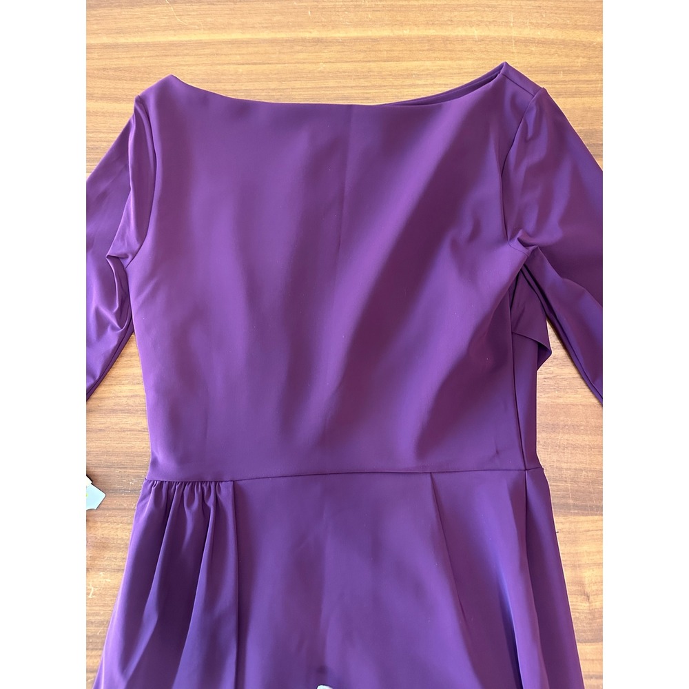NWT Chiara Boni Cinthia Midi Dress  IT 48 US 12 Plum Purple Draped Cocktail - Picture 11 of 13
